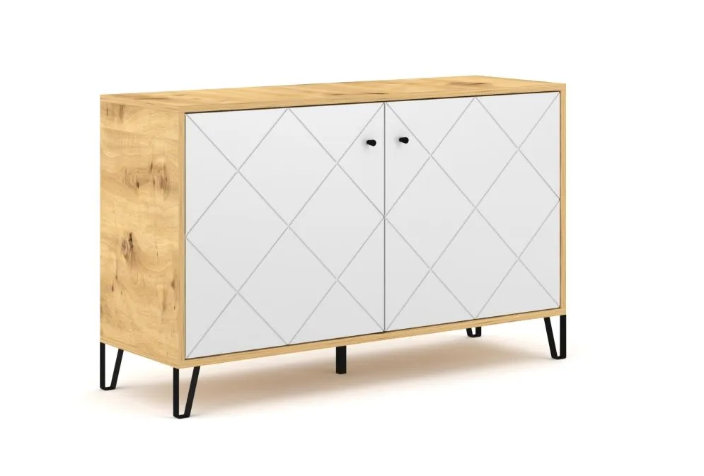 BILBAO KOMODA BL04 2D DĄB ARTISAN/BIAŁY MAT | sklep MIRAT