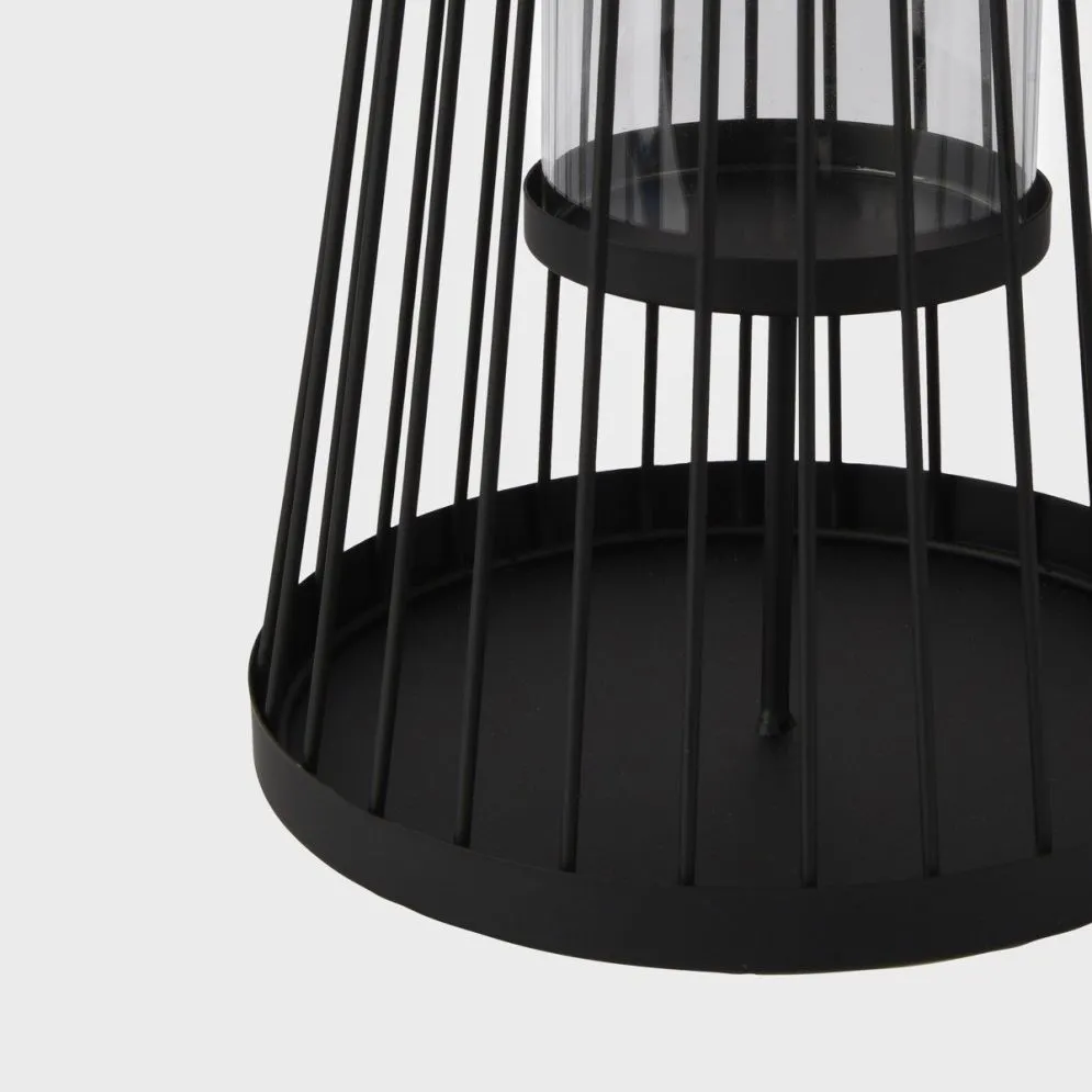 Lampion VERANO metalowa niska czarna 20x30 cm | MIRAT