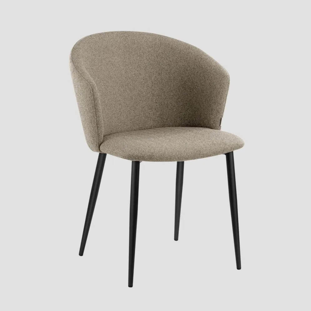 Krzesło LUJO w tapicerkę brązowo-beżową z czarnymi nogami|MIRAT styl LOFT
