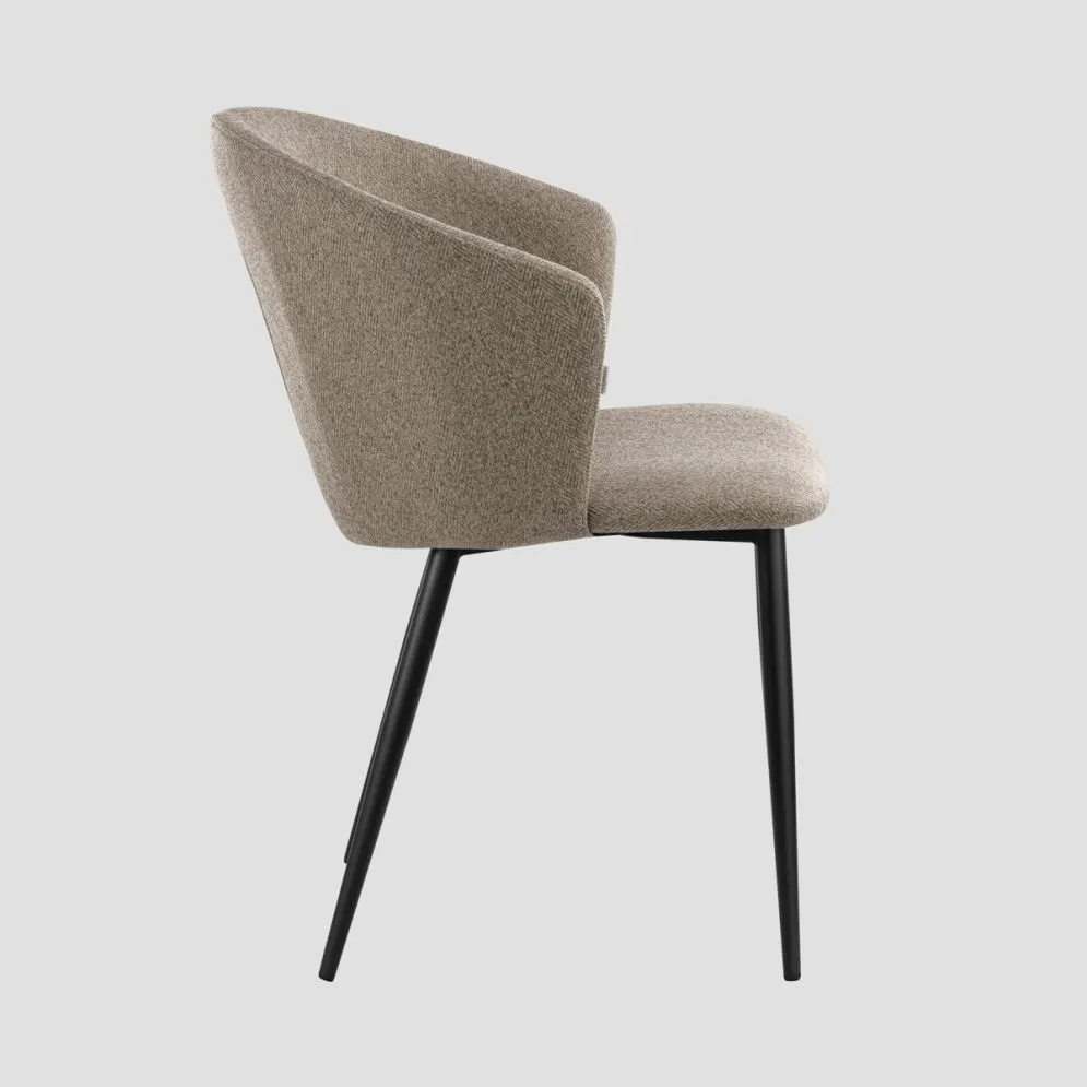Krzesło LUJO w tapicerkę brązowo-beżową z czarnymi nogami|MIRAT styl LOFT