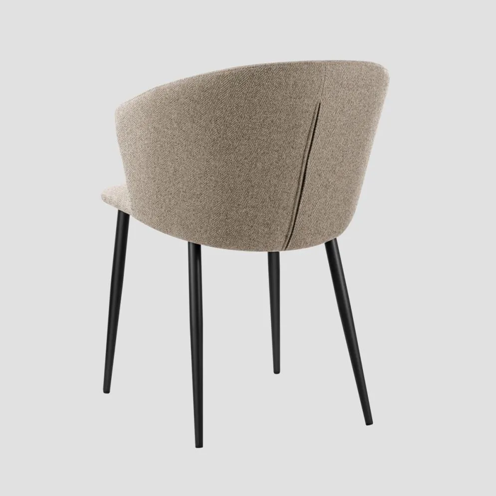 Krzesło LUJO w tapicerkę brązowo-beżową z czarnymi nogami|MIRAT styl LOFT