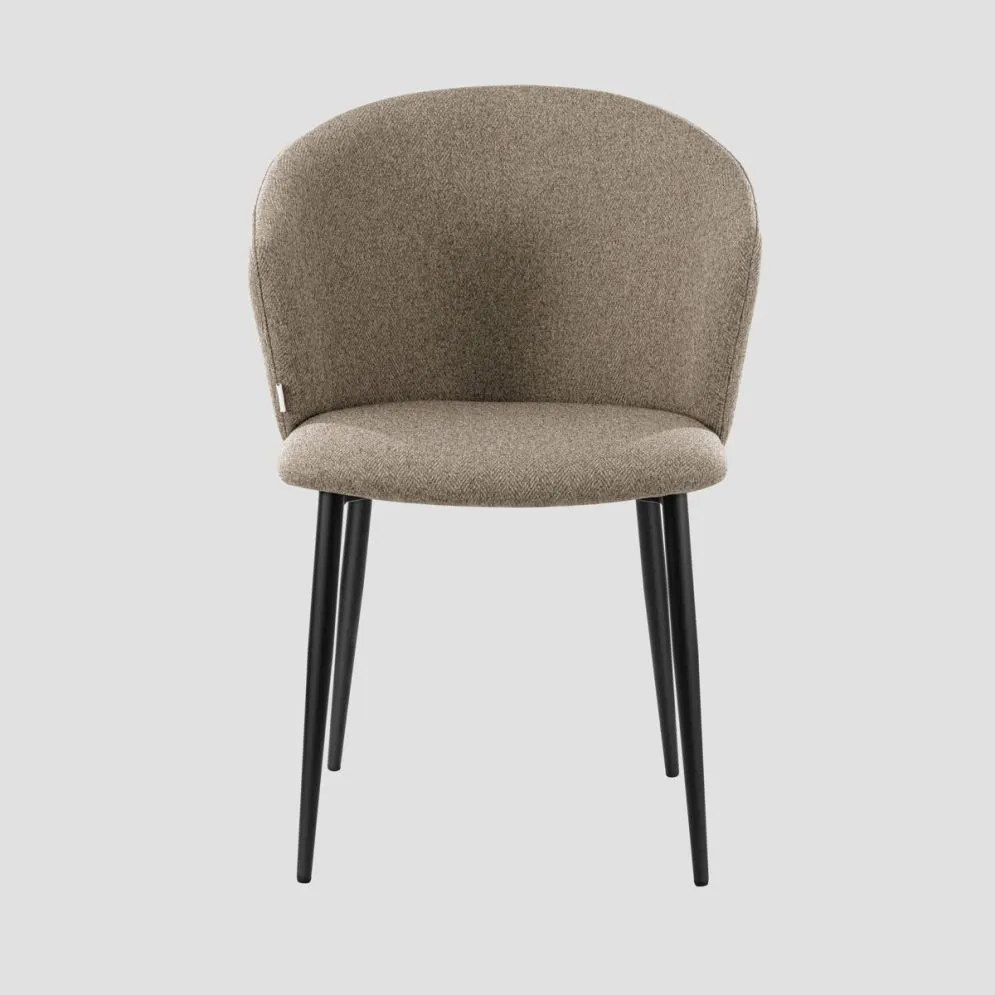 Krzesło LUJO w tapicerkę brązowo-beżową z czarnymi nogami|MIRAT styl LOFT