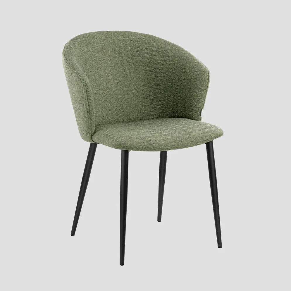 Krzesło tapicerowane LUJO oliwkowe z czarnymi nogami|MIRAT styl LOFT