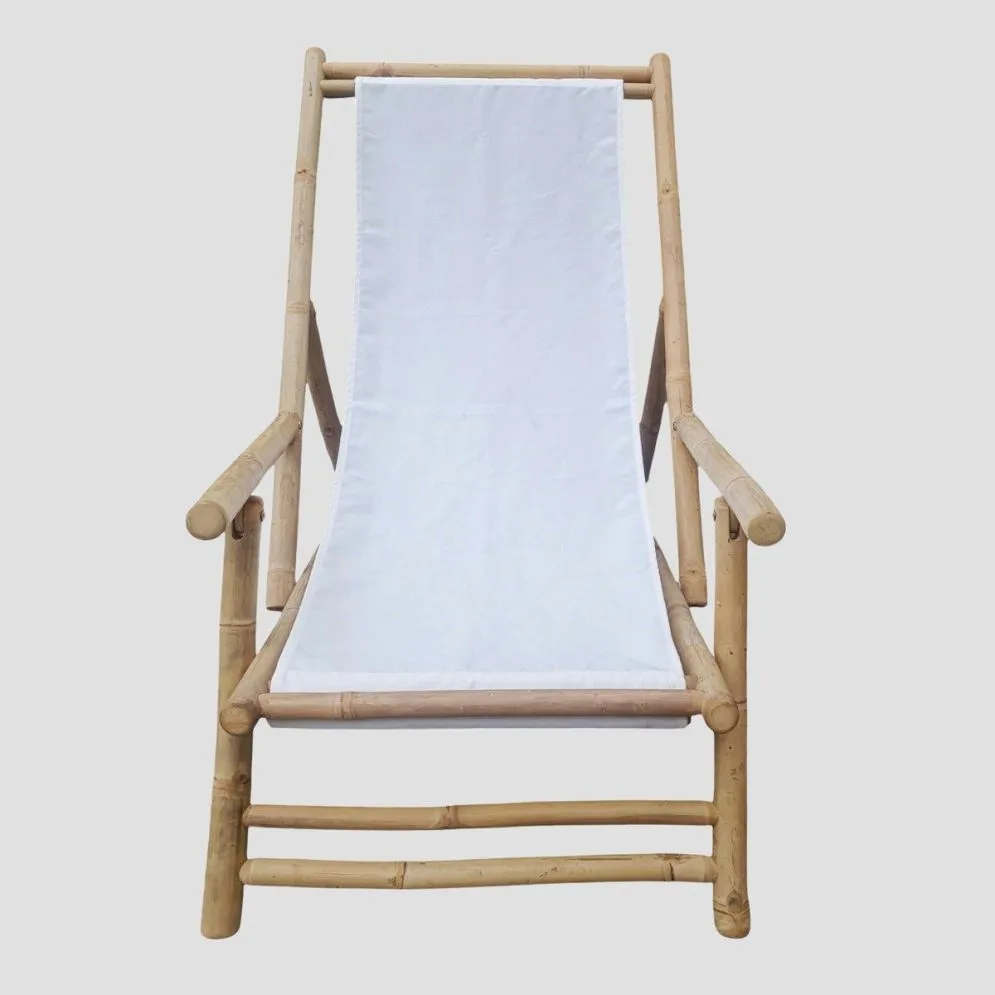 Leżak bambusowy MARE z podłokietnikami 139x60x11cm biały |MIRAT
