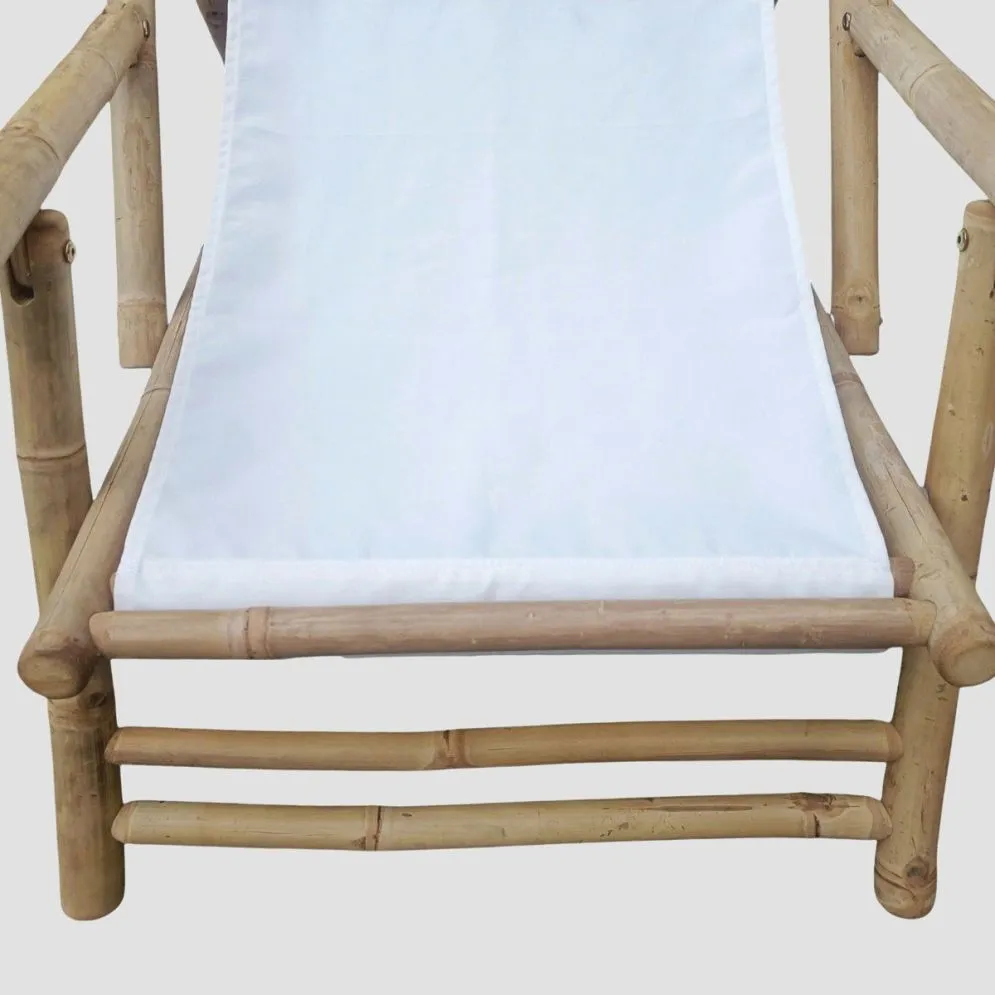 Leżak bambusowy MARE z podłokietnikami 139x60x11cm biały |MIRAT