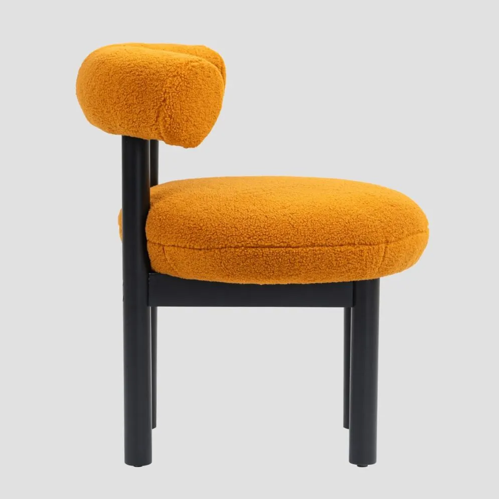 Krzesło tapicerowane PACIS BOUCLE musztardowe z czarnymi nogami | MIRAT styl VINTAGE