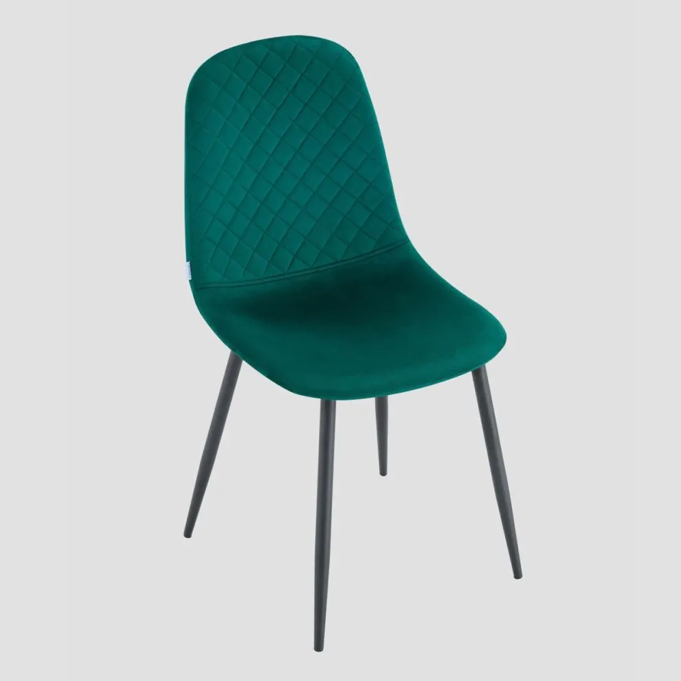 Krzesło welurowe NOIR zielone z czarnymi nogach| MIRAT styl LOFT