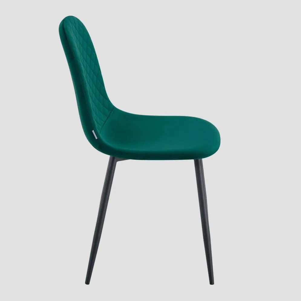 Krzesło welurowe NOIR zielone z czarnymi nogach| MIRAT styl LOFT