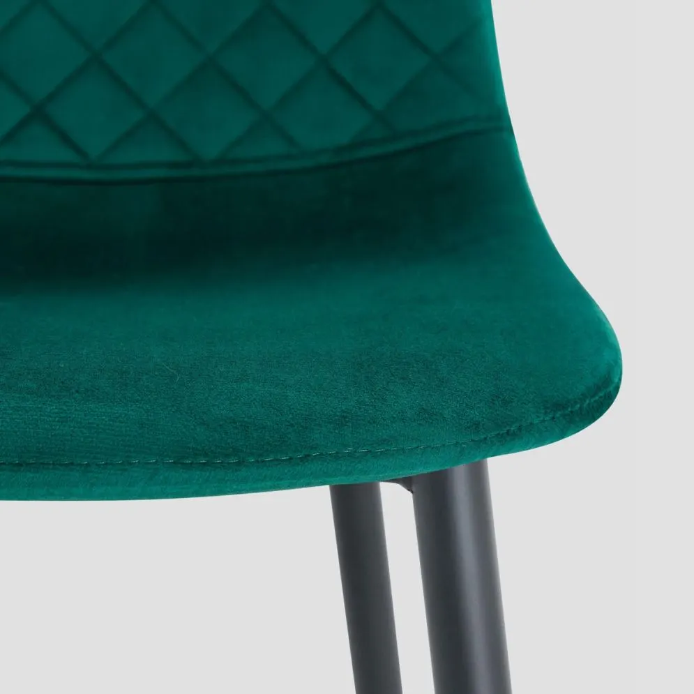 Krzesło welurowe NOIR zielone z czarnymi nogach| MIRAT styl LOFT