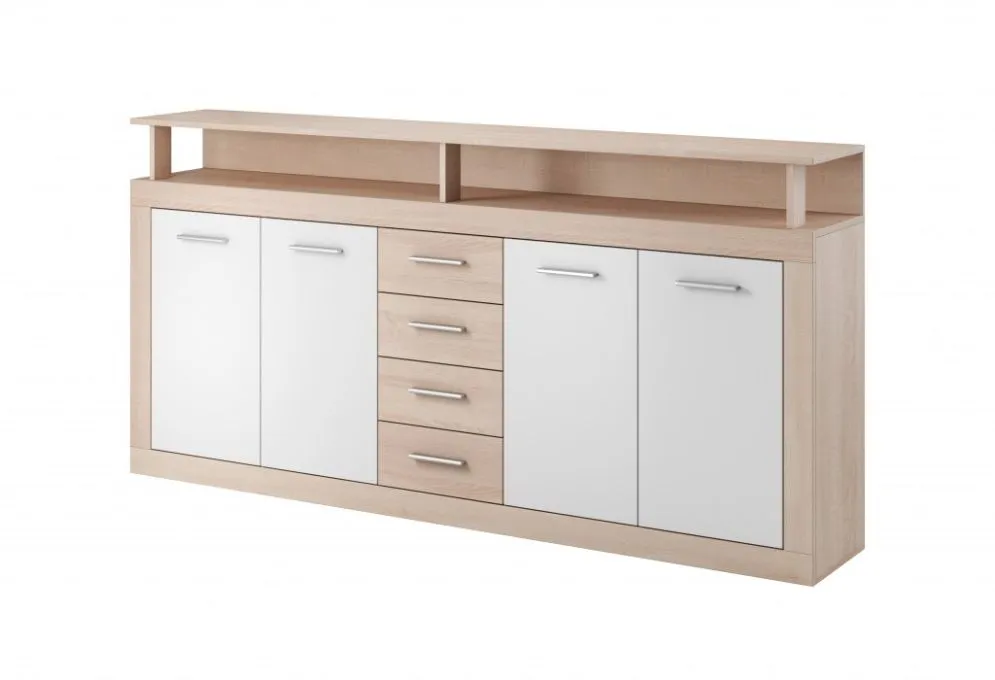 Komoda LUNA XXL 4D4S 190cm dąb sonoma/biała | sklep MIRAT styl SKANDYNAWSKI kolekcja WM-LUNA