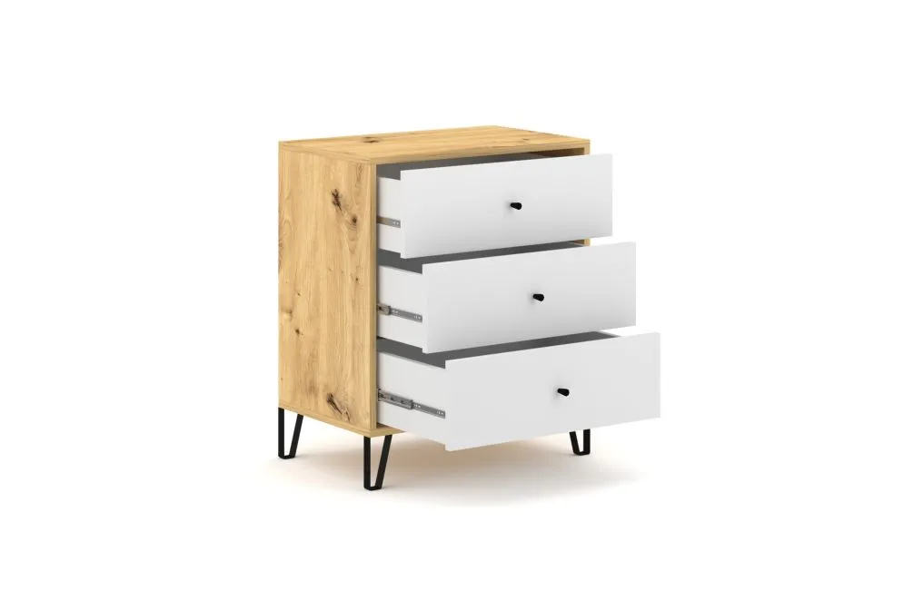 BILBAO KOMODA BL03 3S DĄB ARTISAN/BIAŁY MAT | sklep MIRAT