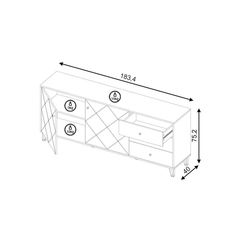 Komoda BILBAO 2D/3S dąb craft tobacco/grafit mat | sklep MIRAT styl LOFT, RYFLOWANY kolekcja BILBAO