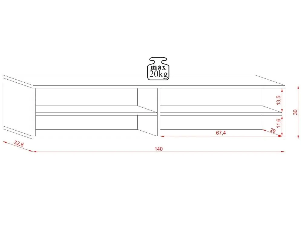 Szafka RTV DERBY 140cm dąb wotan/czarny połysk laminowana | sklep MIRAT styl LOFT, SKANDYNAWSKI