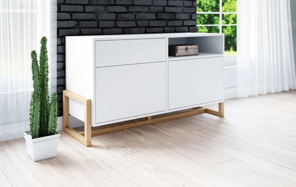 Komoda niska OSLO 2D1S 120cm biały mat w stylu skandynawskim | sklep MIRAT styl SKANDYNAWSKI kolekcja wm-oslo