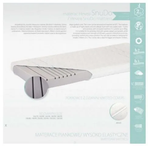Materac piankowy Snudo 90x160 H2 i H3 dwustronny | MIRAT.