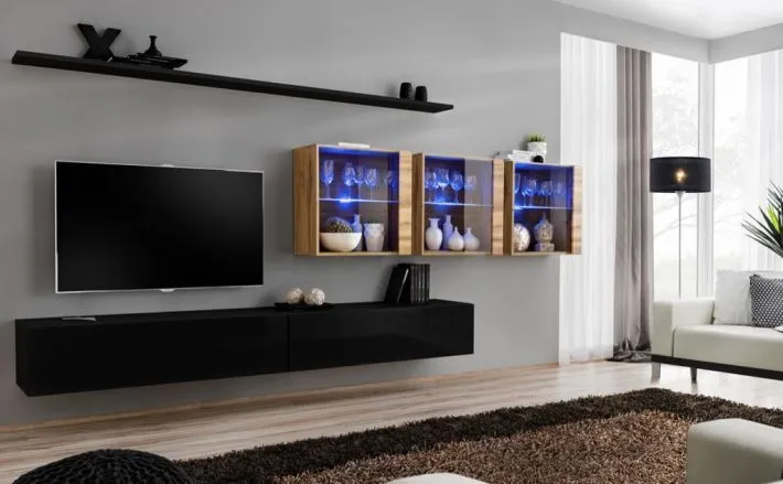 Meblościanka SWITCH XVII z podświetleniem na wysoki połysk | MIRAT. w stylu kolekcja SWITCH
