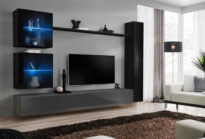 Meblościanka SWITCH XVIII wisząca nowoczesna na wysoki połysk | MIRAT. w stylu kolekcja SWITCH