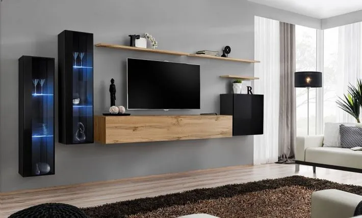 Witryna SWITCH WW2 wisząca szklana z podświetlanymi półkami | MIRAT. w stylu kolekcja SWITCH