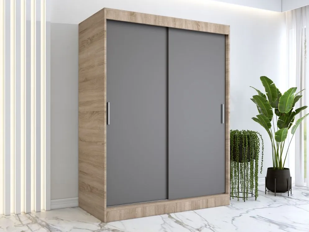 Szafa przesuwna MODUO COMFORT 150 dąb sonoma/antracyt gładka do sypialni | MIRAT. w stylu kolekcja MODUO COMFORT
