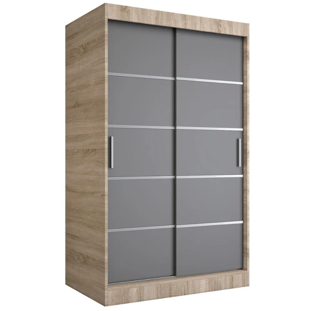 Szafa przesuwna MODUO COMFORT 120 dąb sonoma/antracyt z ozdobnymi listwami | MIRAT. w stylu  kolekcja MODUO COMFORT