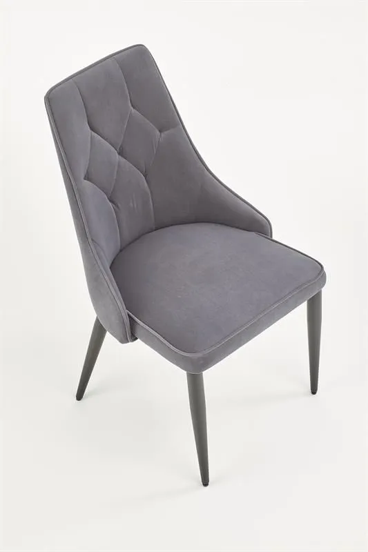 Krzesło K365 VELVET szare z metalowymi nogami do salonu | MIRAT. w stylu GLAMOUR kolekcja