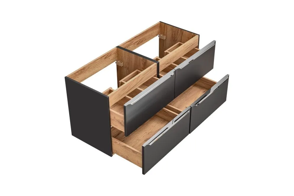 Szafka pod umywalkę CAPRI 120 cm czarna mat wisząca | MIRAT. w stylu kolekcja CAPRI