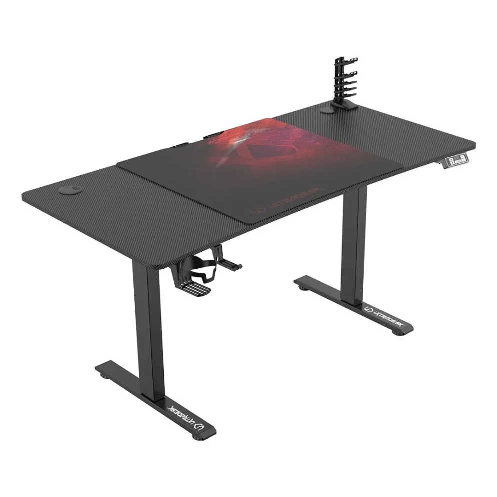 Biurko LEVEL czerwone gamingowe z elektryczną regulacją wysokości | MIRAT.