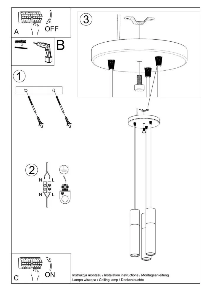 Lampa wisząca PABLO 3P biała | sklep MIRAT  kolekcja pablo