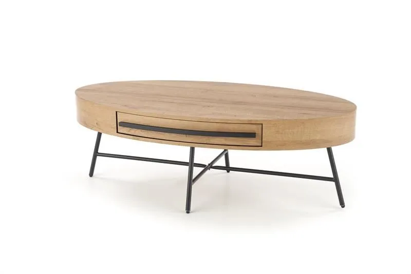 Stolik kawowy CAROLINA 120x60 dąb/czarna do salonu w stylu industrialnym | MIRAT. styl LOFT