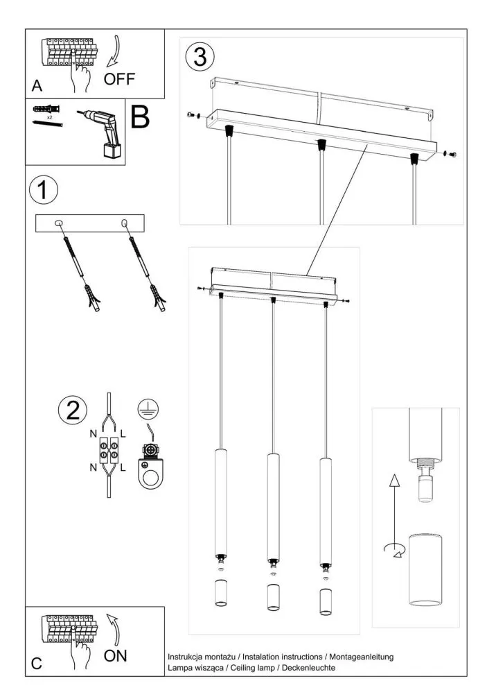 Lampa wisząca WEZYR 3 czarna | sklep MIRAT  kolekcja wezyr
