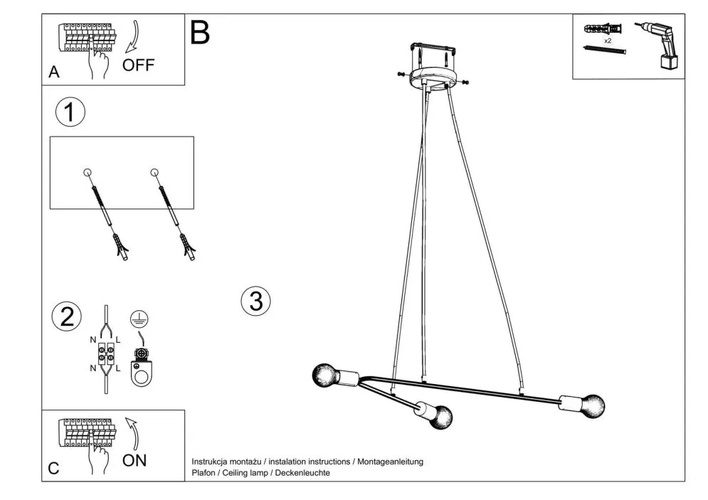 Lampa wisząca ASTRAL 3 czarna | sklep MIRAT  kolekcja astral