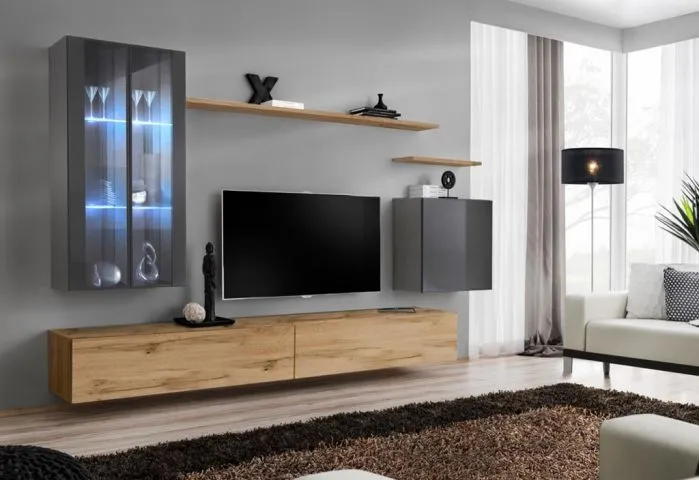 Meblościanka SWITCH XII na wysoki połysk z podświetleniem | MIRAT. w stylu kolekcja SWITCH