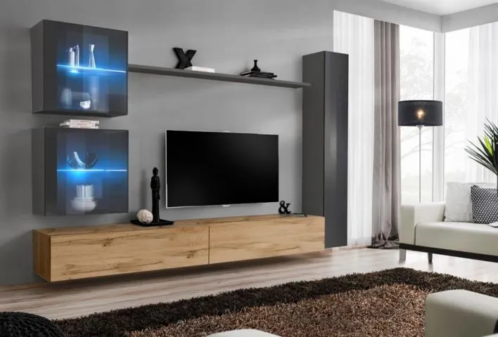 Meblościanka SWITCH XVIII wisząca nowoczesna na wysoki połysk | MIRAT. w stylu kolekcja SWITCH