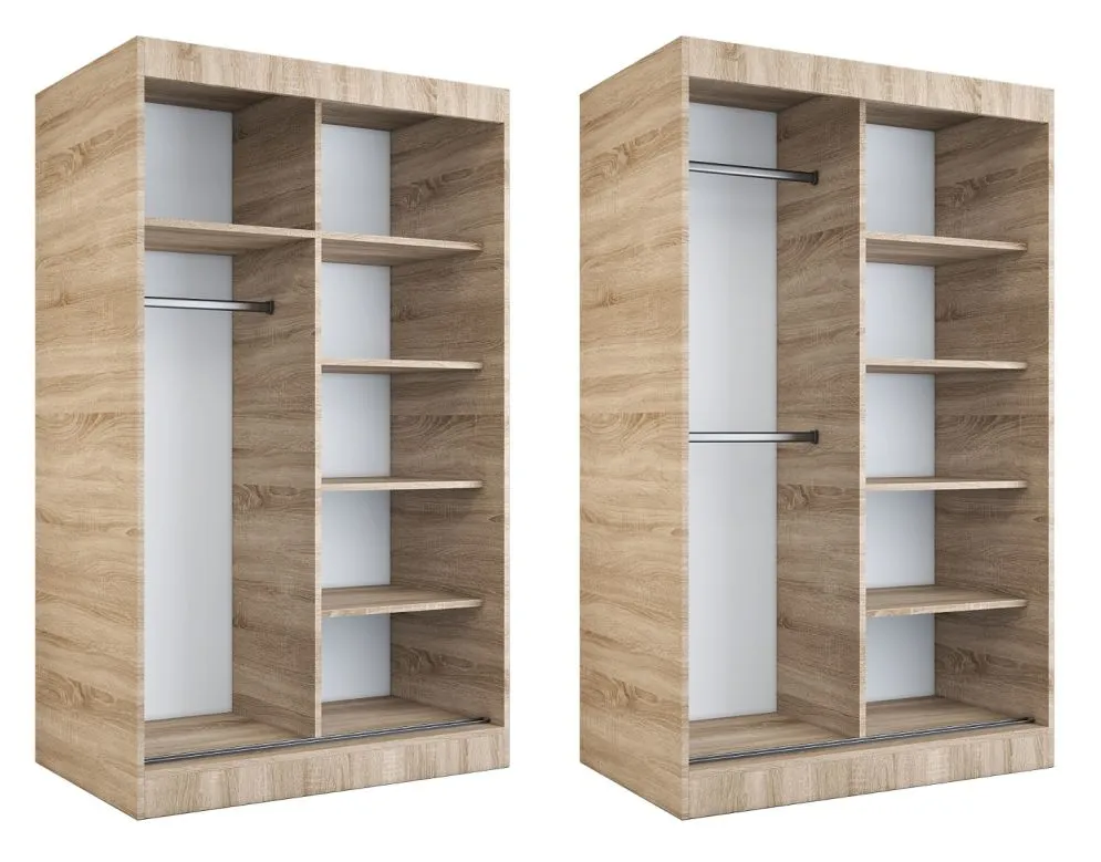 Szafa przesuwna MODUO COMFORT 120 dąb sonoma/biała mat gładka do sypialni | MIRAT. w stylu kolekcja MODUO COMFORT