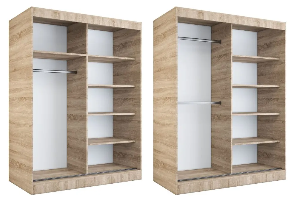 Szafa przesuwna MODUO COMFORT 150 dąb sonoma z dwoma lustrami do sypialni | MIRAT. w stylu kolekcja MODUO COMFORT