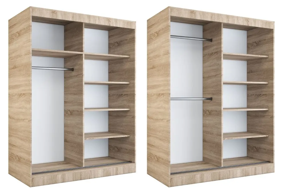 Szafa przesuwna MODUO COMFORT 150 biała mat/antracyt z lustrem po prawej | MIRAT. w stylu kolekcja MODUO COMFORT