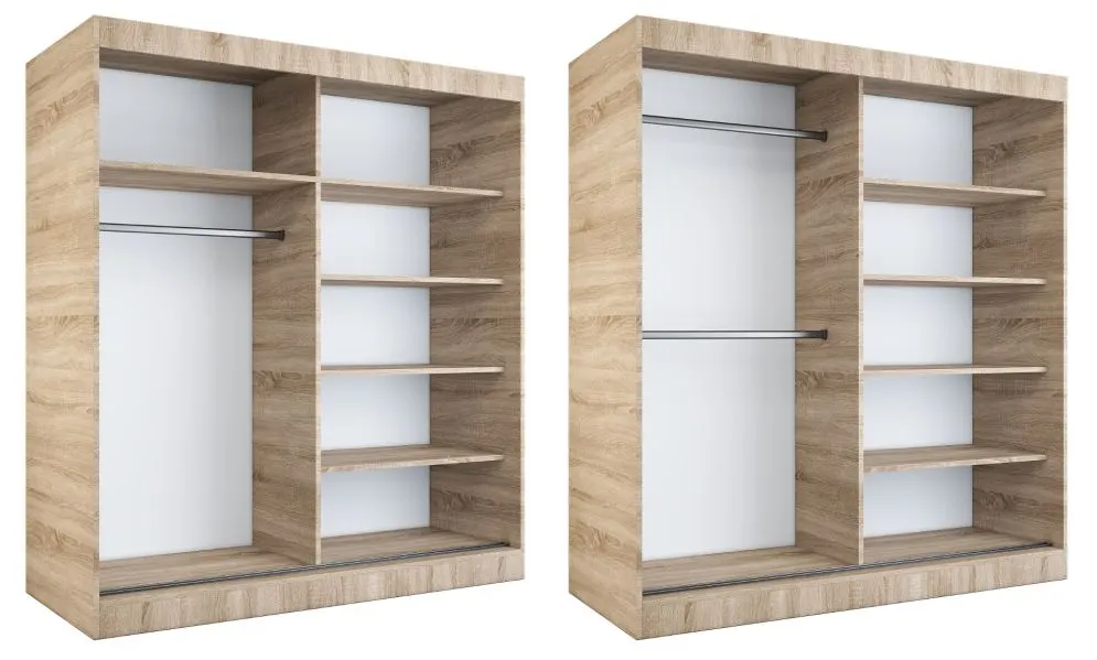 Szafa przesuwna MODUO COMFORT 180 biała mat/dąb sonoma z dwoma lustrami | MIRAT. kolekcja MODUO COMFORT
