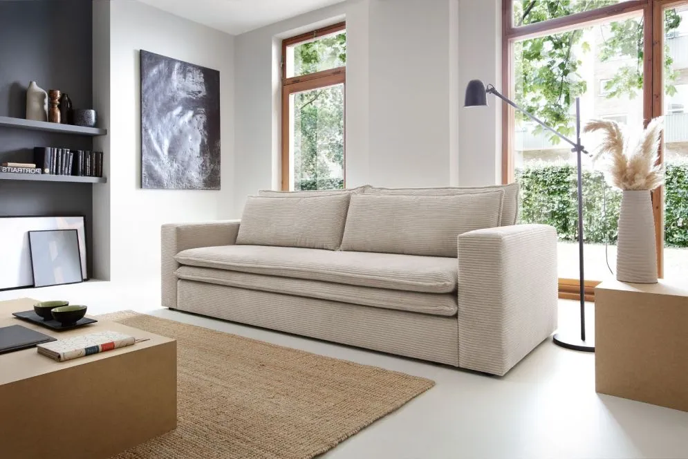Sofa rozkładana LUNA jasna beżowa do salonu I sklep meblowy MIRAT.