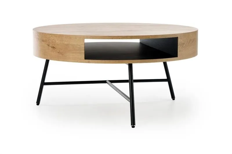 Stolik kawowy CAMILA 80x80 dąb/czarna do salonu w stylu industrialnym | MIRAT. styl LOFT