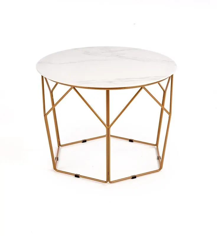 Ława MADISON 60x60 biały marmur/złota geometryczna w stylu glamour | MIRAT. w stylu GLAMOUR kolekcja