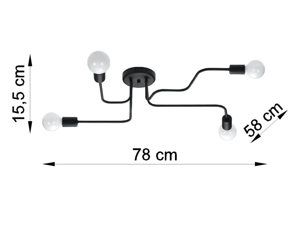 Żyrandol VECTOR 4 czarny | sklep MIRAT kolekcja vector