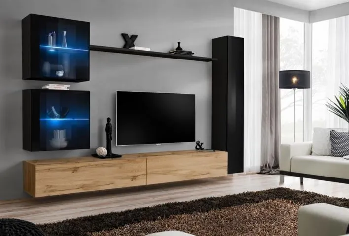 Meblościanka SWITCH XVIII wisząca nowoczesna na wysoki połysk | MIRAT. w stylu kolekcja SWITCH