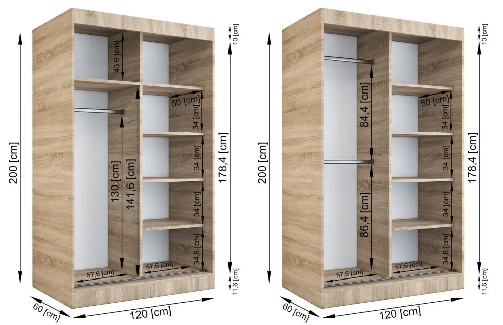 Szafa przesuwna MODUO COMFORT 120 biała mat/antracyt z lustrem po prawej | MIRAT. w stylu  kolekcja MODUO COMFORT