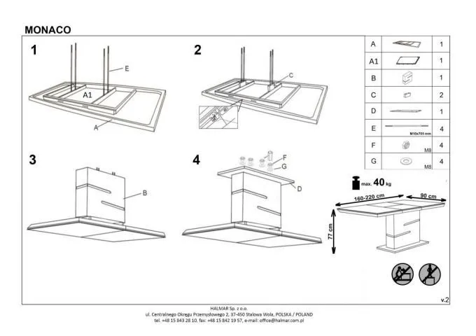 Instrukcja montażu stołu MONACO