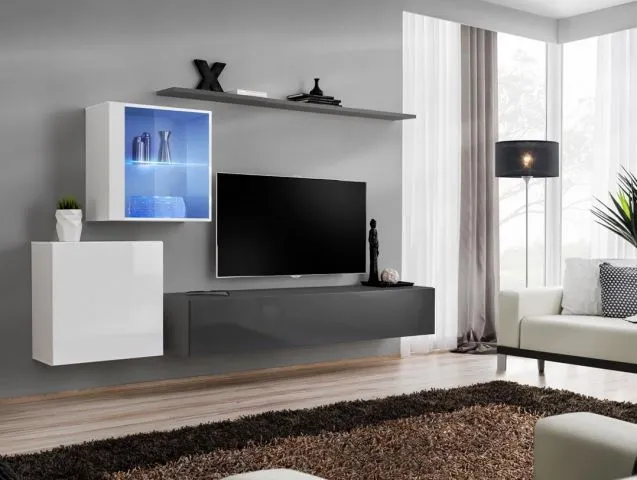 Meblościanka SWITCH XV wisząca z podświetleniem LED | MIRAT. w stylu kolekcja SWITCH