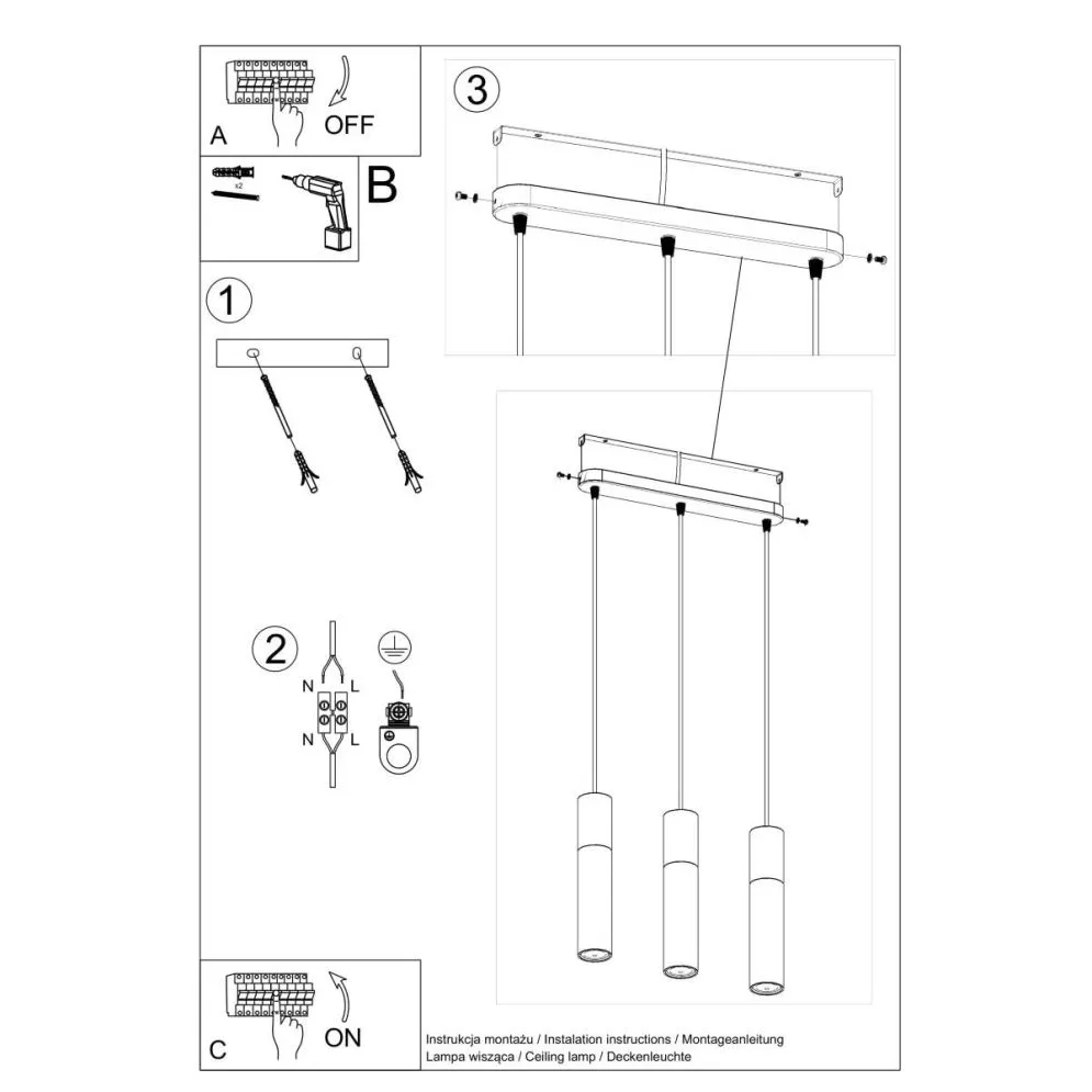 Lampa wisząca PABLO 3L biała | sklep MIRAT kolekcja pablo
