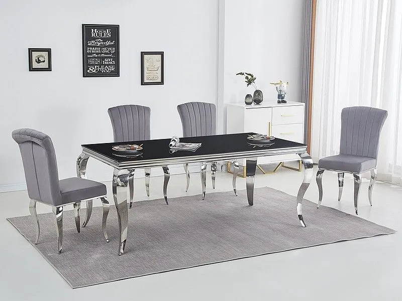 Stół PRINCE 180x90 czarny/chrom szklany elegancki | MIRAT. styl GLAMOUR