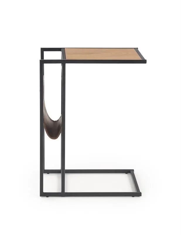 Stolik kawowy COMPACT 47x33 dąb/czarny z miejscem na gazety i książki | MIRAT. styl LOFT
