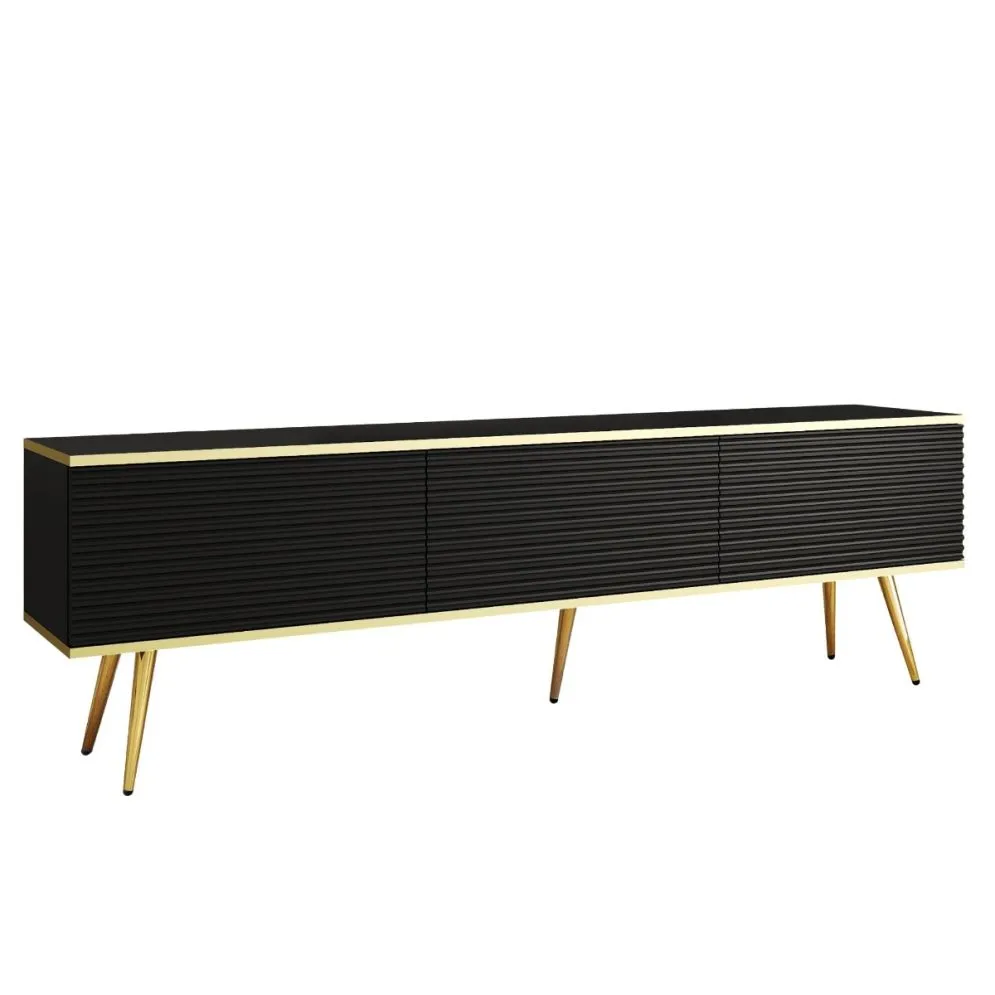 Szafka RTV KARL 3D 175cm wisząca/stojąca czarny mat loft I sklep meblowy MIRAT. styl GLAMOUR, LOFT, RYFLOWANY