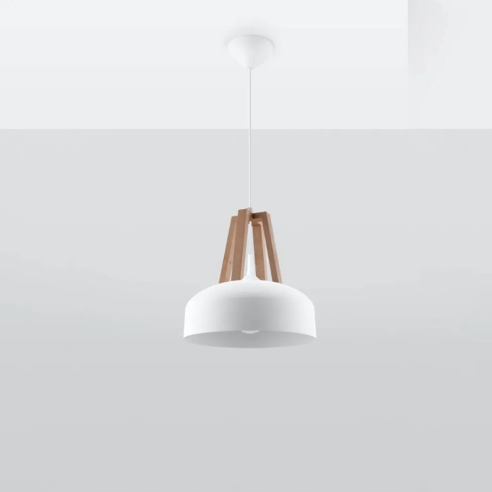 Lampa wisząca CASCO biała/naturalne drewno | sklep MIRAT  kolekcja casco